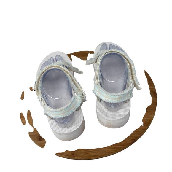 Teva Midform Fray Sandals Cream Striped Outdoor Hiking Gorpcore Travel Womens 8 - Picture 3 of 7